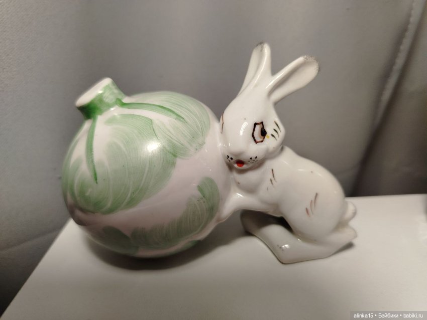 Фарфоровая статуэтка "Заяц с кочаном капусты" Сысерть (фото 3)