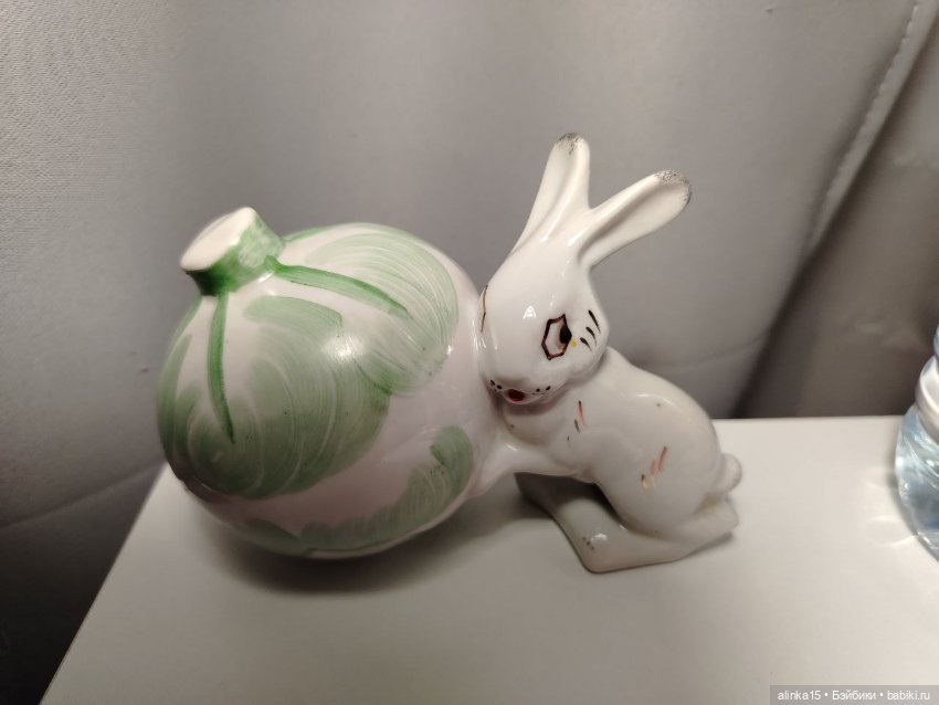 Фарфоровая статуэтка "Заяц с кочаном капусты" Сысерть (фото 4)
