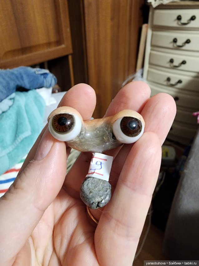 Антикварные стеклянные кукольные глаза на рокере (фото 10)