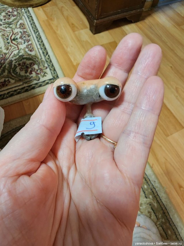 Антикварные стеклянные кукольные глаза на рокере (фото 9)