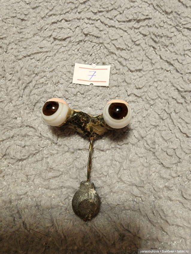 Антикварные стеклянные кукольные глаза на рокере (фото 5)