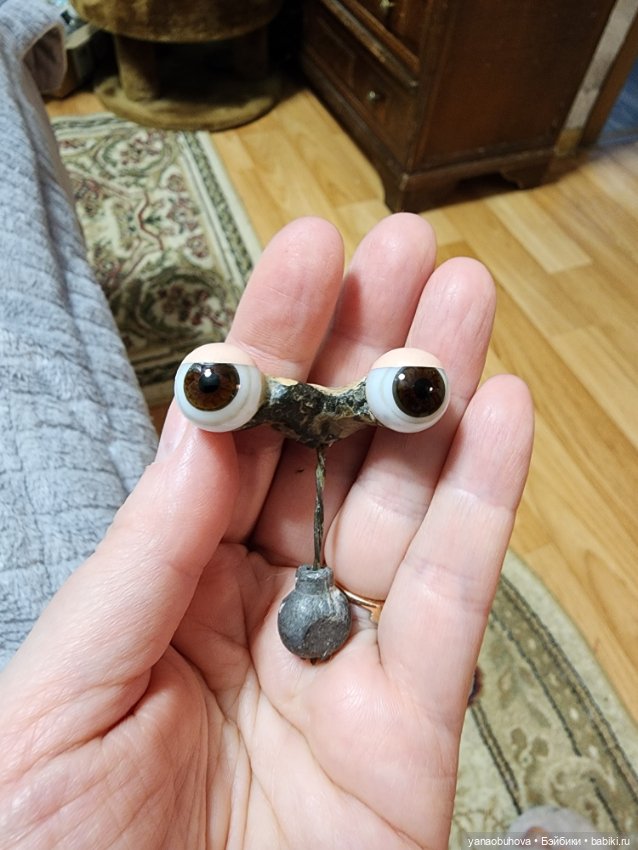 Антикварные стеклянные кукольные глаза на рокере (фото 6)