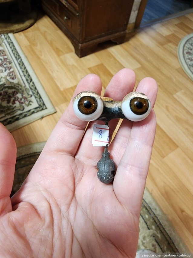 Антикварные стеклянные кукольные глаза на рокере (фото 7)