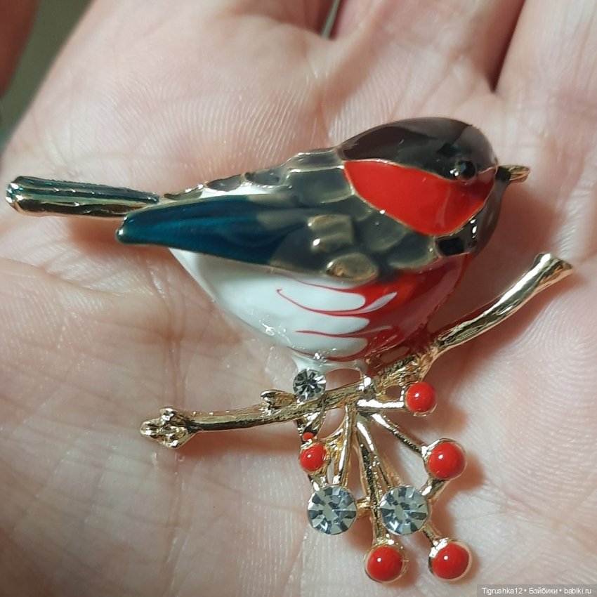 Брошь снегирь — Украшения и очки для кукол