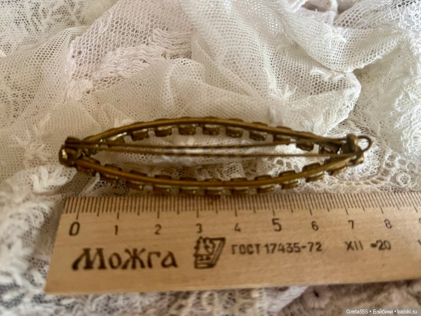 Старинная чешская заколка , для декора больших кукол (фото 7)