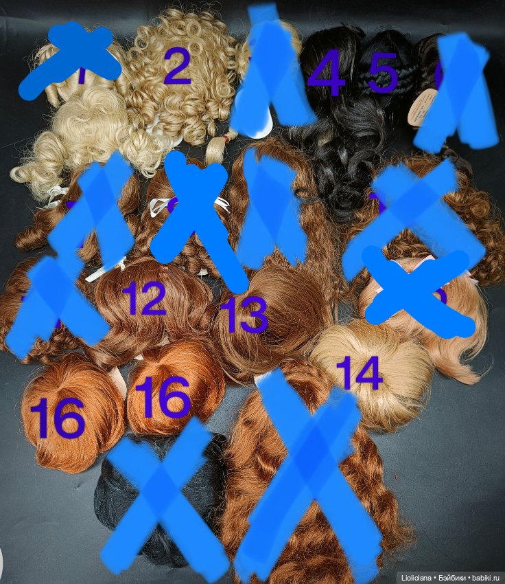 Винтажные парики для кукол Размер 9"-10"