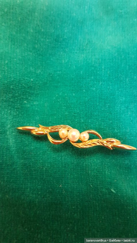 Изящная антикварная золотая брошь (9ct) 375 проба морской жемчуг.Англия конец XIXв.-начало ХХв (фото 4)