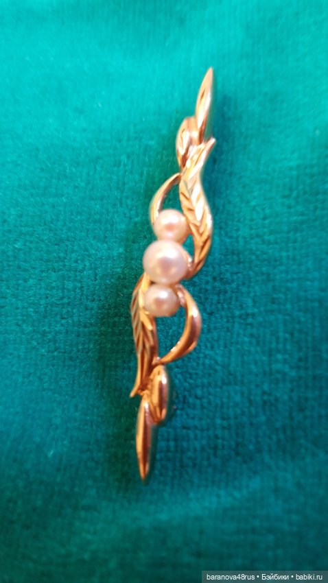 Изящная антикварная золотая брошь (9ct) 375 проба морской жемчуг.Англия конец XIXв.-начало ХХв (фото 5)