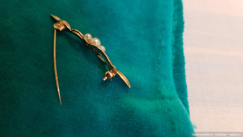 Изящная антикварная золотая брошь (9ct) 375 проба морской жемчуг.Англия конец XIXв.-начало ХХв (фото 8)