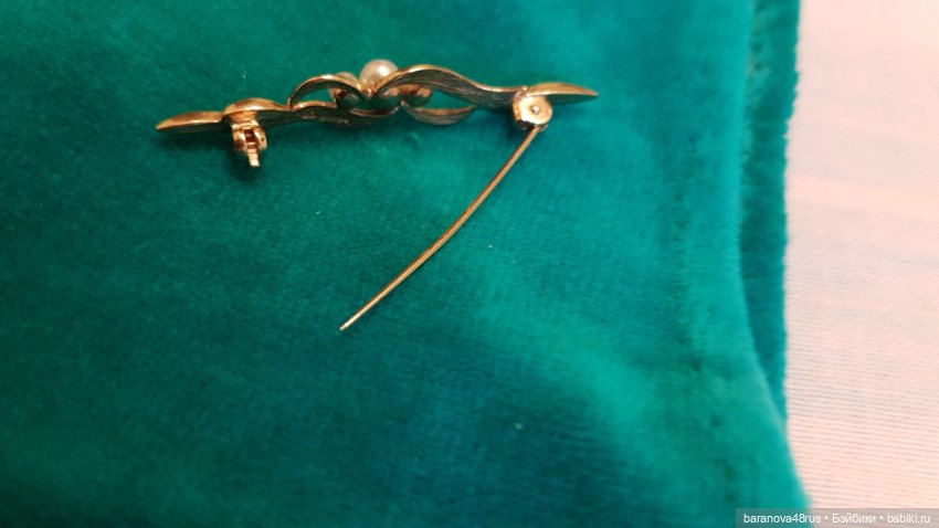 Изящная антикварная золотая брошь (9ct) 375 проба морской жемчуг.Англия конец XIXв.-начало ХХв (фото 6)
