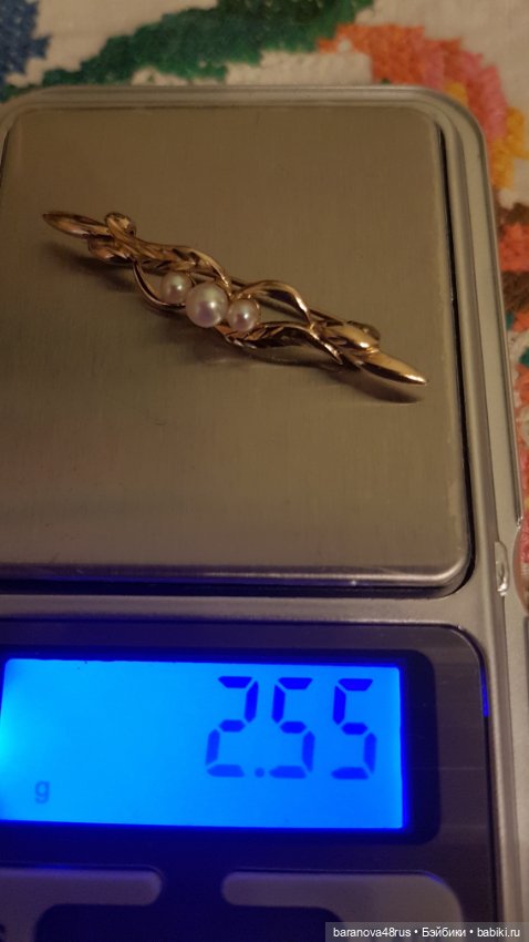 Изящная антикварная золотая брошь (9ct) 375 проба морской жемчуг.Англия конец XIXв.-начало ХХв (фото 3)