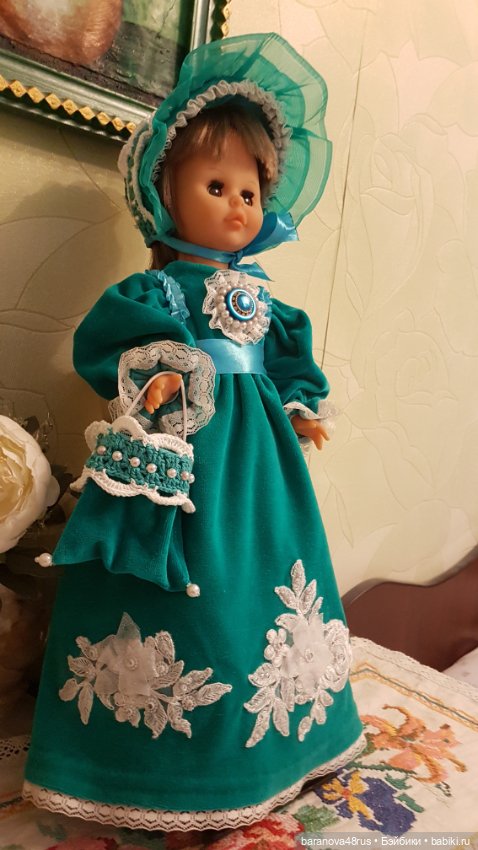 Прелестный бархатный набор одежды для антикварной и винтажной куколки (фото 7)