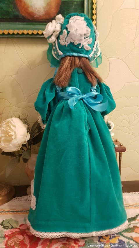 Прелестный бархатный набор одежды для антикварной и винтажной куколки (фото 8)