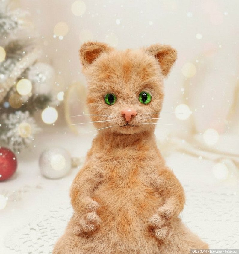 Грустный кот, вязаная игрушка ручной работы