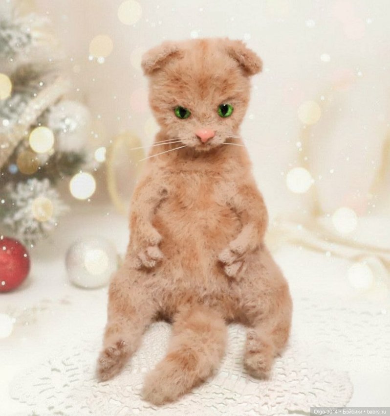 Грустный кот, вязаная игрушка ручной работы (фото 2)