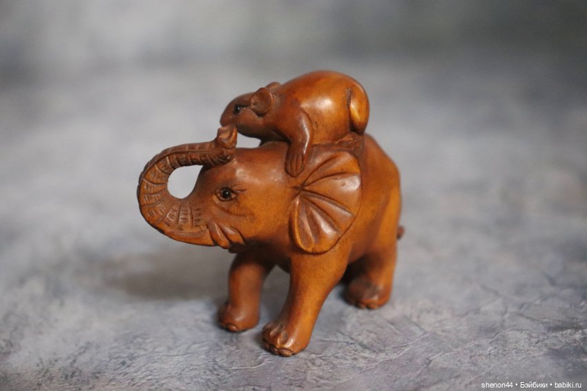 Нэцкэ "Слон и мышка" — Статуэтки (фото 2)