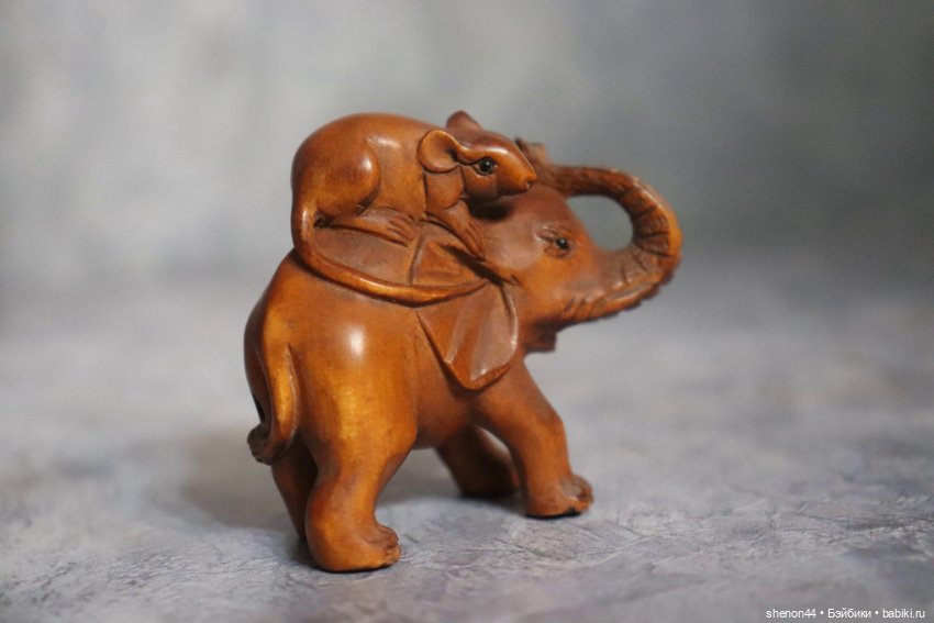 Нэцкэ "Слон и мышка" — Статуэтки (фото 4)
