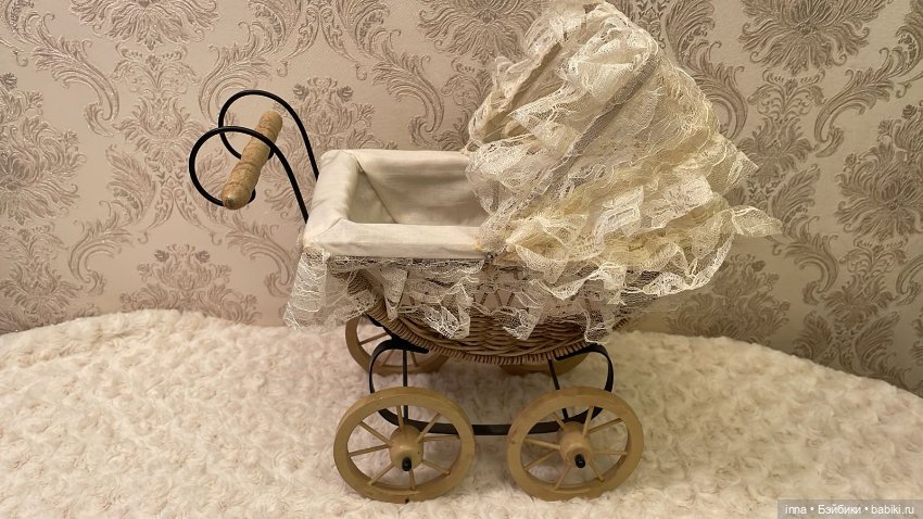 Ретро колясочка для кукол до 20 см (фото 3)