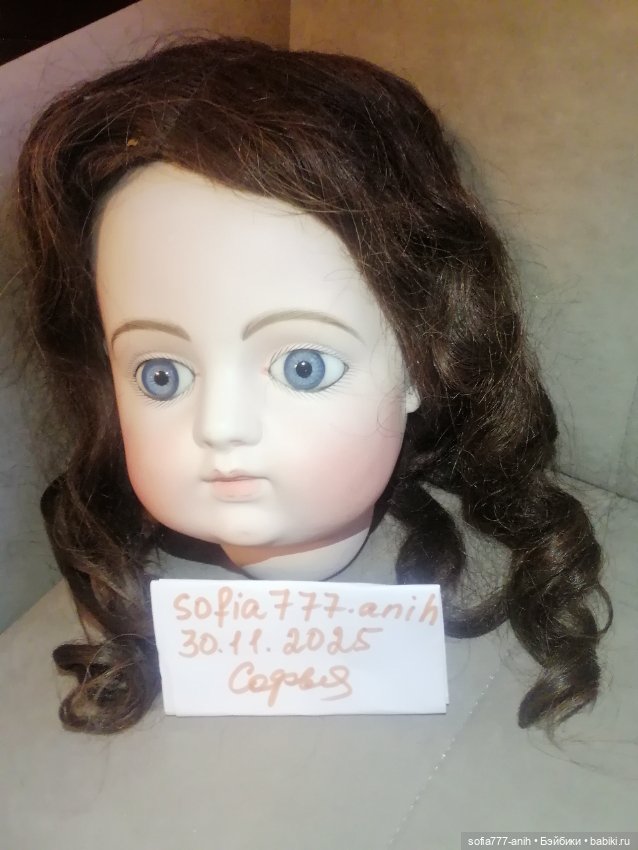 Антикварный парик из натуральных волос на очень большую куклу (фото 9)