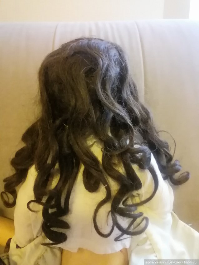 Антикварный парик из натуральных волос на очень большую куклу (фото 3)