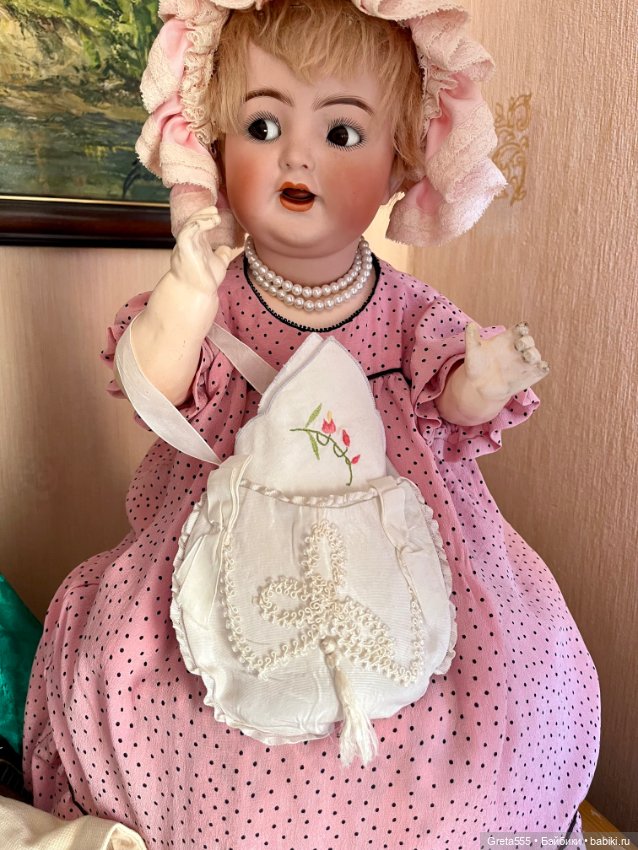 Антикварная сумочка из шелка и платочек с ручной вышивкой (фото 7)