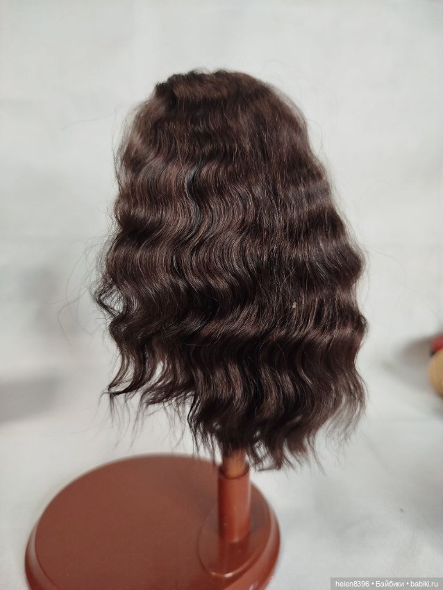 Каштановый паричок из нежнейшей козочки на обхват головы 14 см