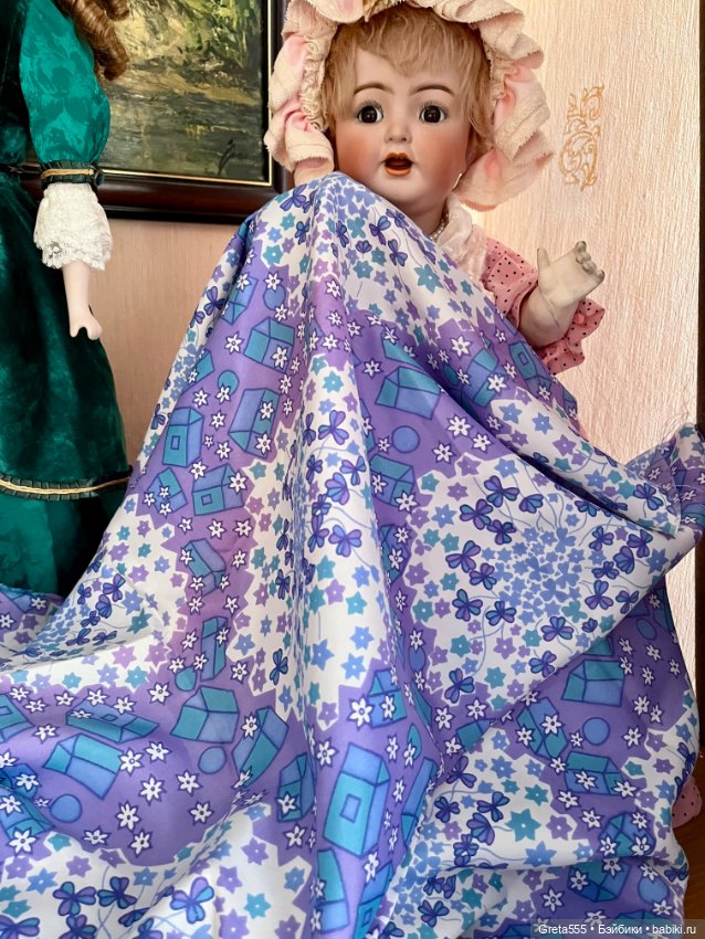 Красивый винтажный отрез ацетатного шелка , для пошива винтажным Куклам (фото 2)