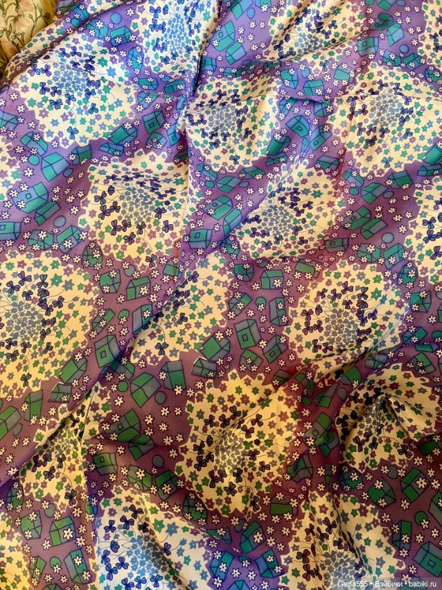 Красивый винтажный отрез ацетатного шелка , для пошива винтажным Куклам (фото 4)