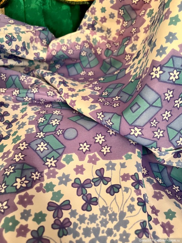 Красивый винтажный отрез ацетатного шелка , для пошива винтажным Куклам (фото 5)