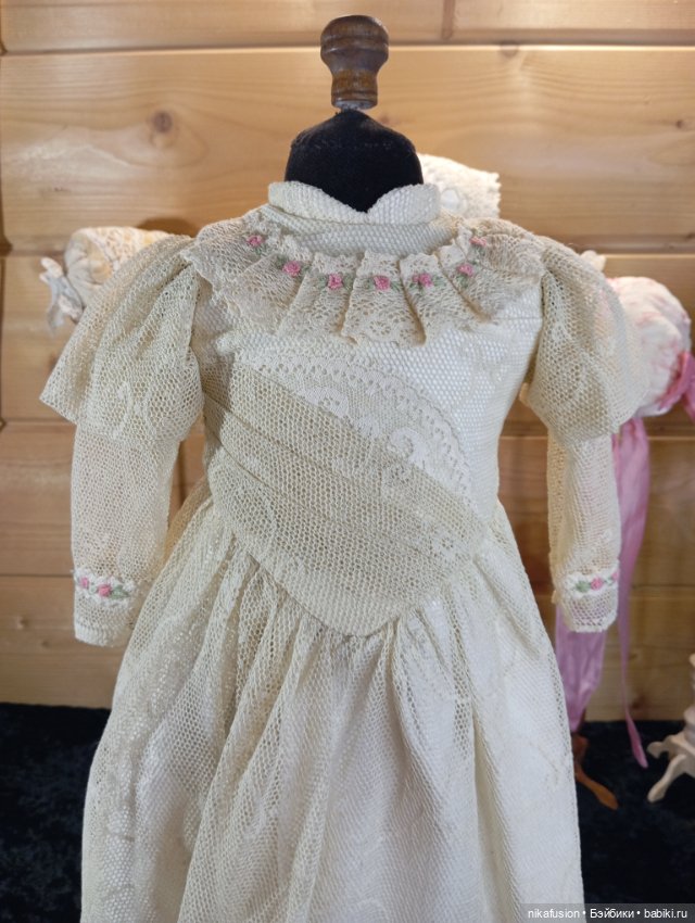 Одежда платье на антикварную куклу ростом 60-70 см (фото 5)