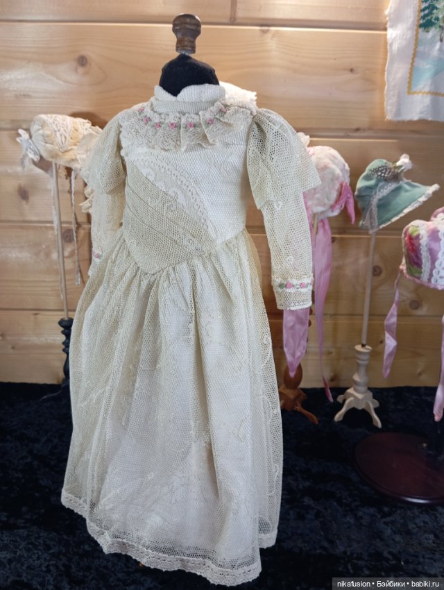 Одежда платье на антикварную куклу ростом 60-70 см (фото 3)