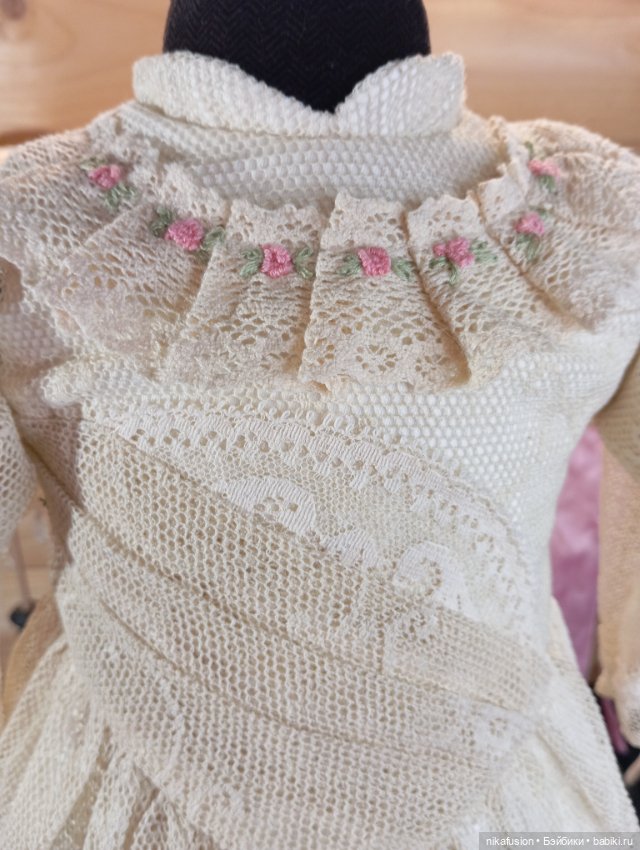 Одежда платье на антикварную куклу ростом 60-70 см (фото 6)