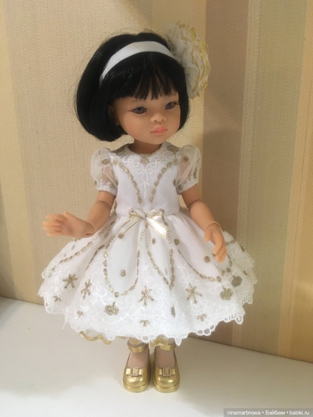 Paola Reina белое кружевное платье с золотым люрексом (фото 3)