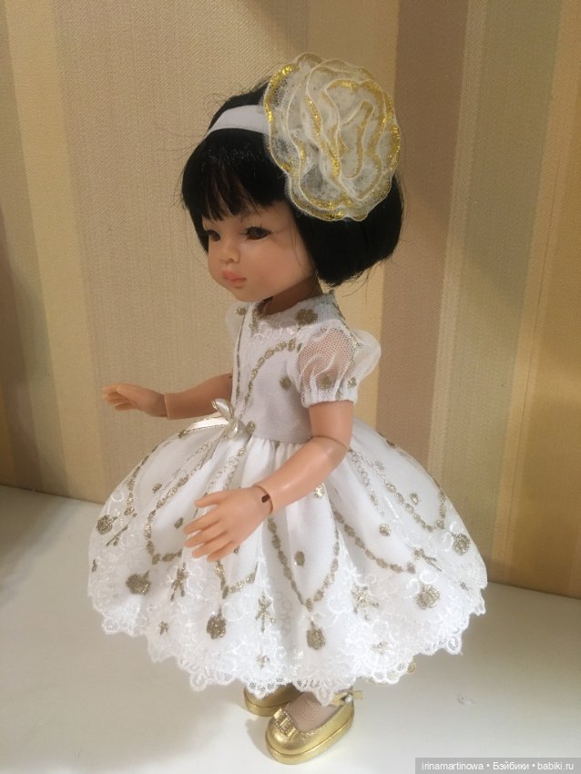 Paola Reina белое кружевное платье с золотым люрексом (фото 2)