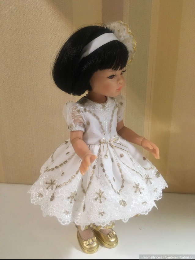 Paola Reina белое кружевное платье с золотым люрексом (фото 4)