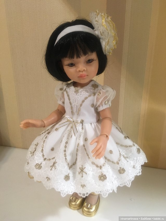 Paola Reina белое кружевное платье с золотым люрексом