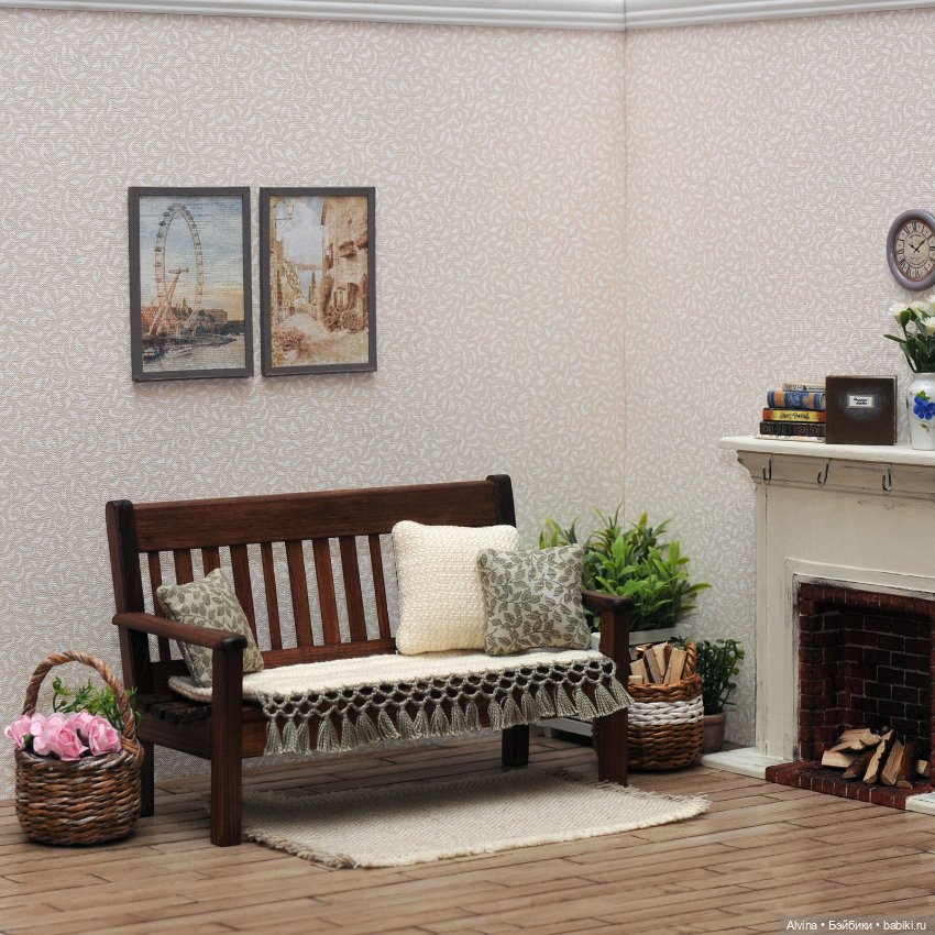 Деревянная скамеечка — Кукольная мебель