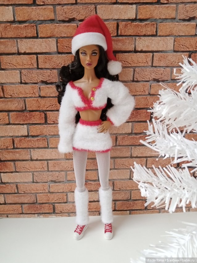 Одежда на барби поппи интегрити момоко новогодний костюм Санты (фото 6)