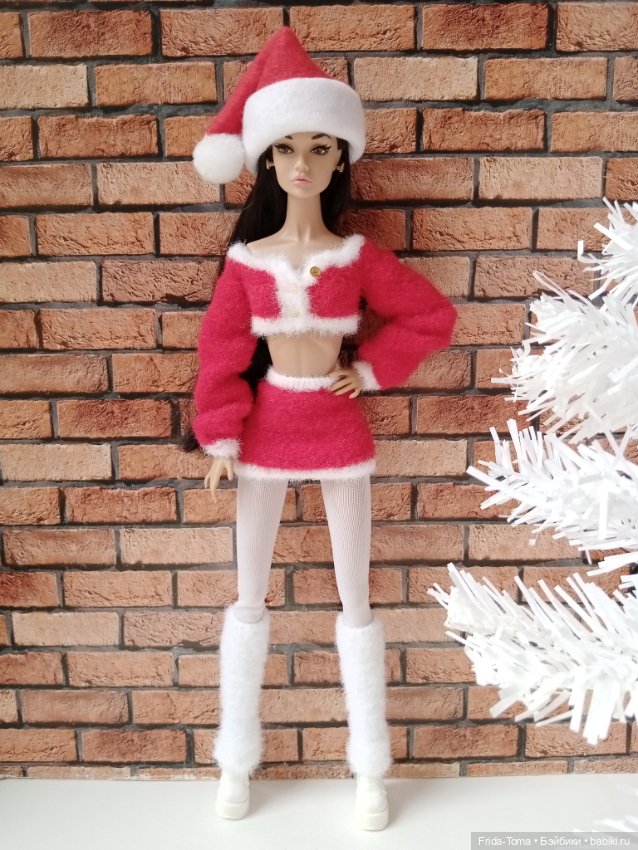 Одежда на барби поппи интегрити момоко новогодний костюм Санты (фото 8)