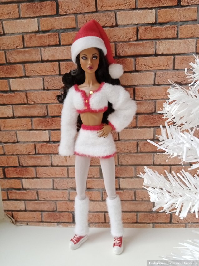Одежда на барби поппи интегрити момоко новогодний костюм Санты (фото 7)