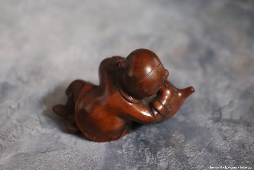 Нэцкэ "Девочка и тыква горлянка".Винтаж, более 50 лет (фото 3)