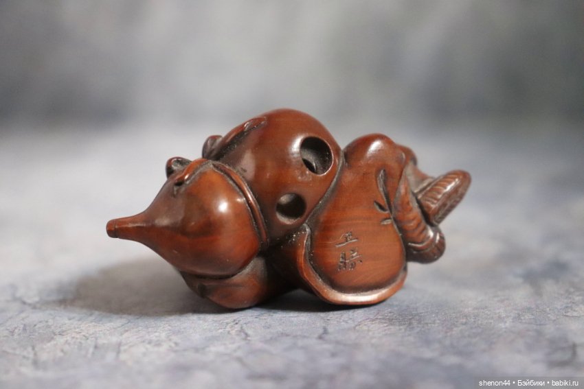 Нэцкэ "Девочка и тыква горлянка".Винтаж, более 50 лет (фото 4)