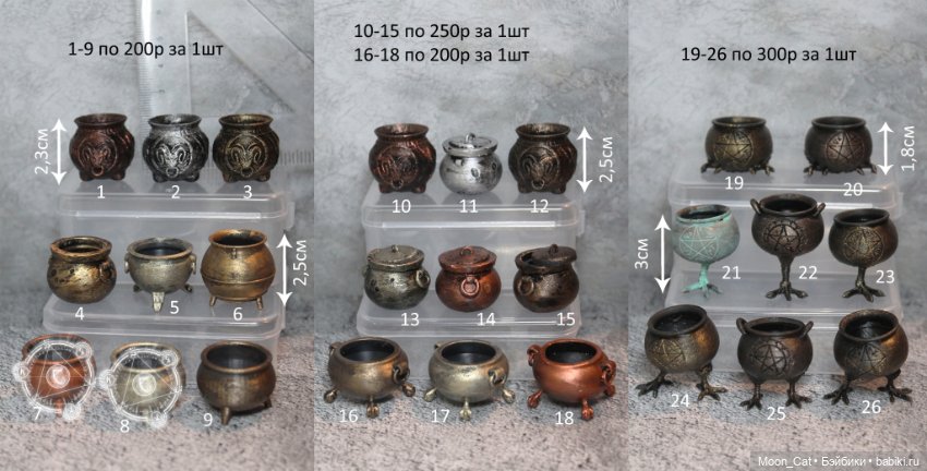 Котлы и алхимические флаконы для кукол 1/6 (фото 2)