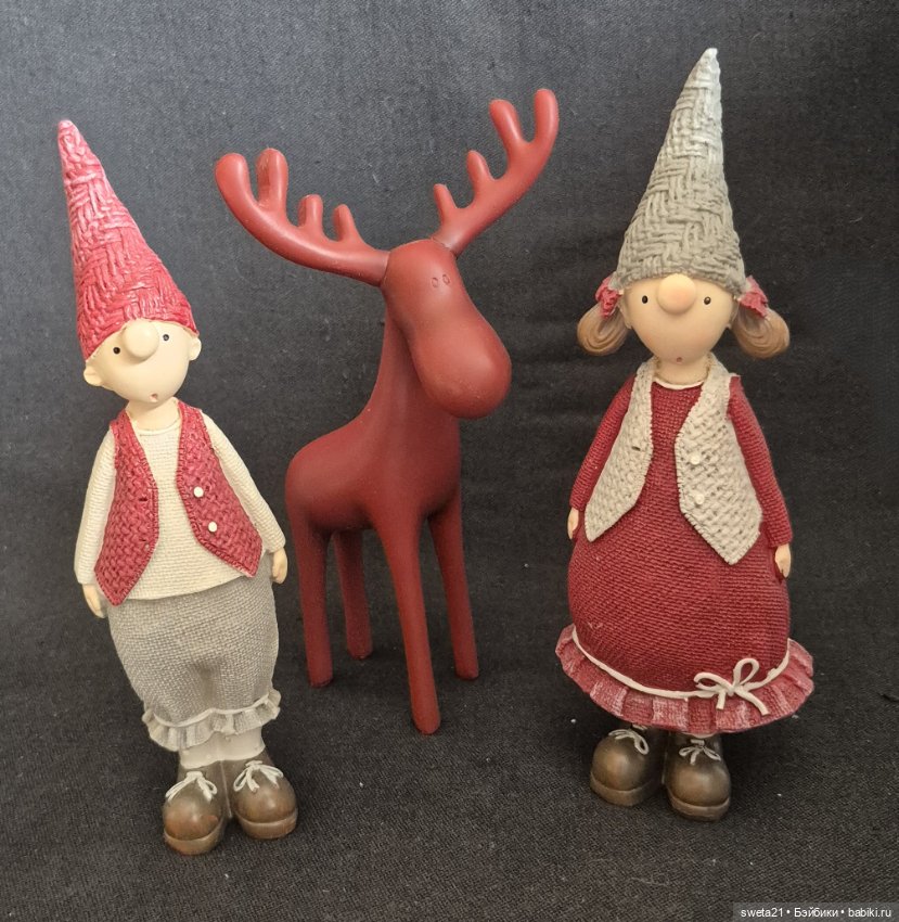 Фигурки "Рождественские эльфы с лосём"
