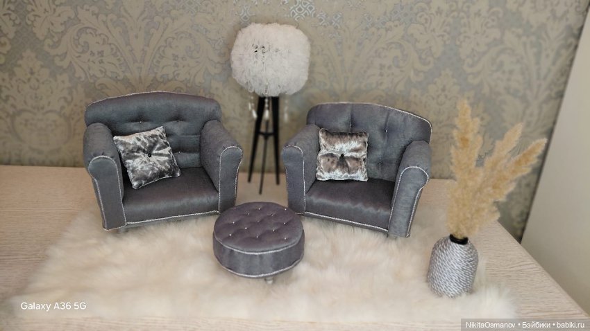 Мебель диван кресло для кукол 1:6 (фото 5)