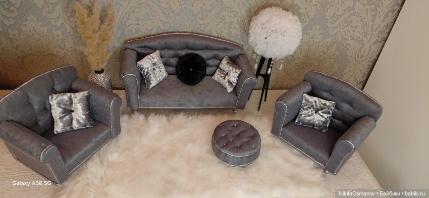 Мебель диван кресло для кукол 1:6 (фото 2)