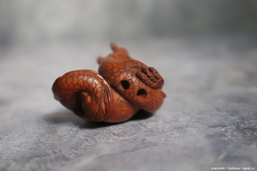 Нэцкэ "Дракон и драгоценная жемчужина морей". Винтаж, более 50 лет (фото 5)