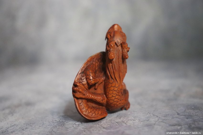 Нэцкэ "Дракон и драгоценная жемчужина морей". Винтаж, более 50 лет (фото 3)