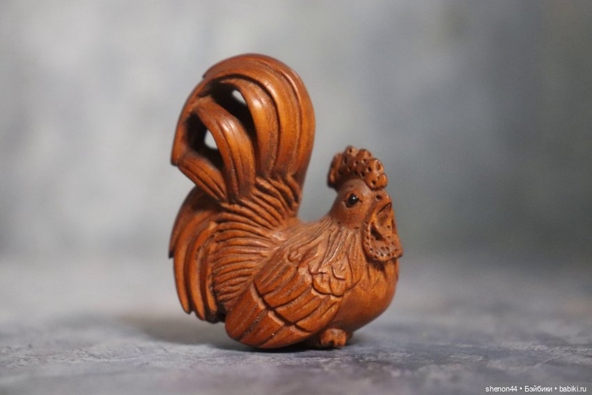Нэцкэ "Петушок". Самшит, ручная резьба