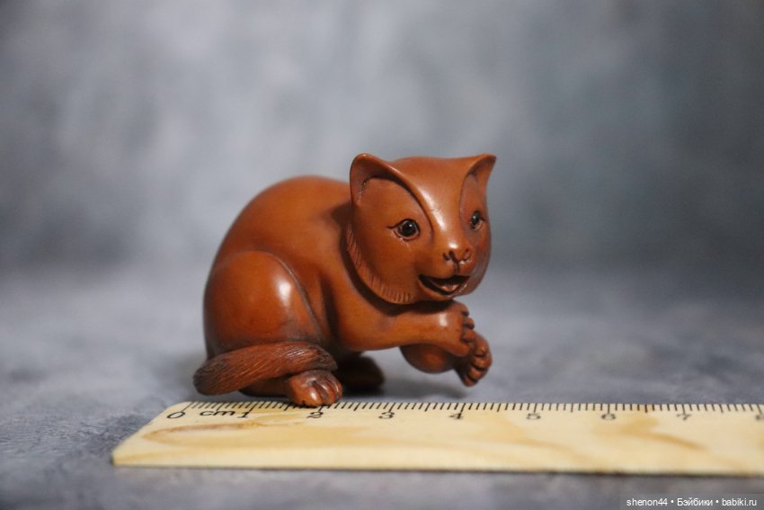 Нэцкэ "Котенок с клубочком". Винтаж, более 50 лет (фото 7)